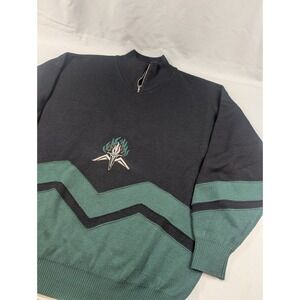 VINTAGE BOGNER SKI WOOL BLEND SWEATER SIZE XL Olympics Logo Fire Ice Black Green